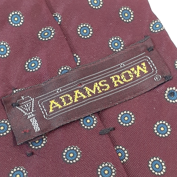 Vintage Adams Row Hand Block Print England Rare Silk Necktie - Picture 4 of 7